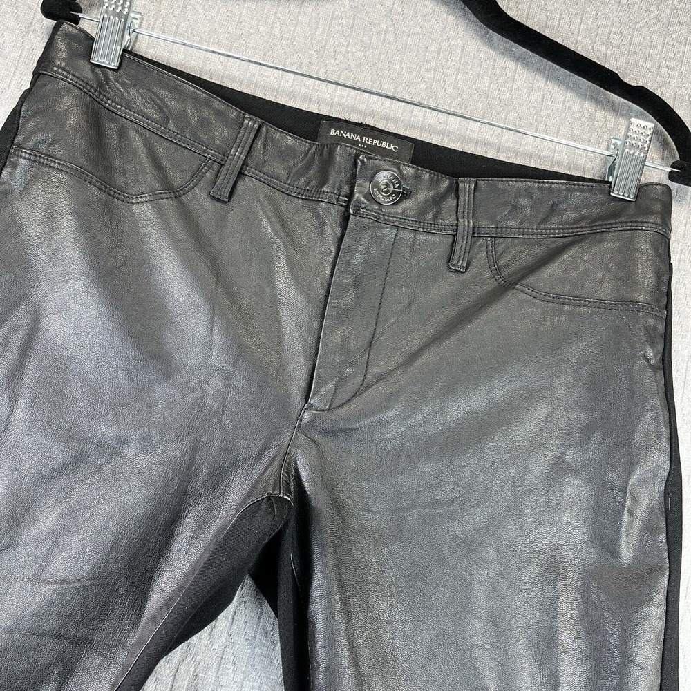 Banana Republic Women (6) Sloan fit Faux Leather front double sided black pants